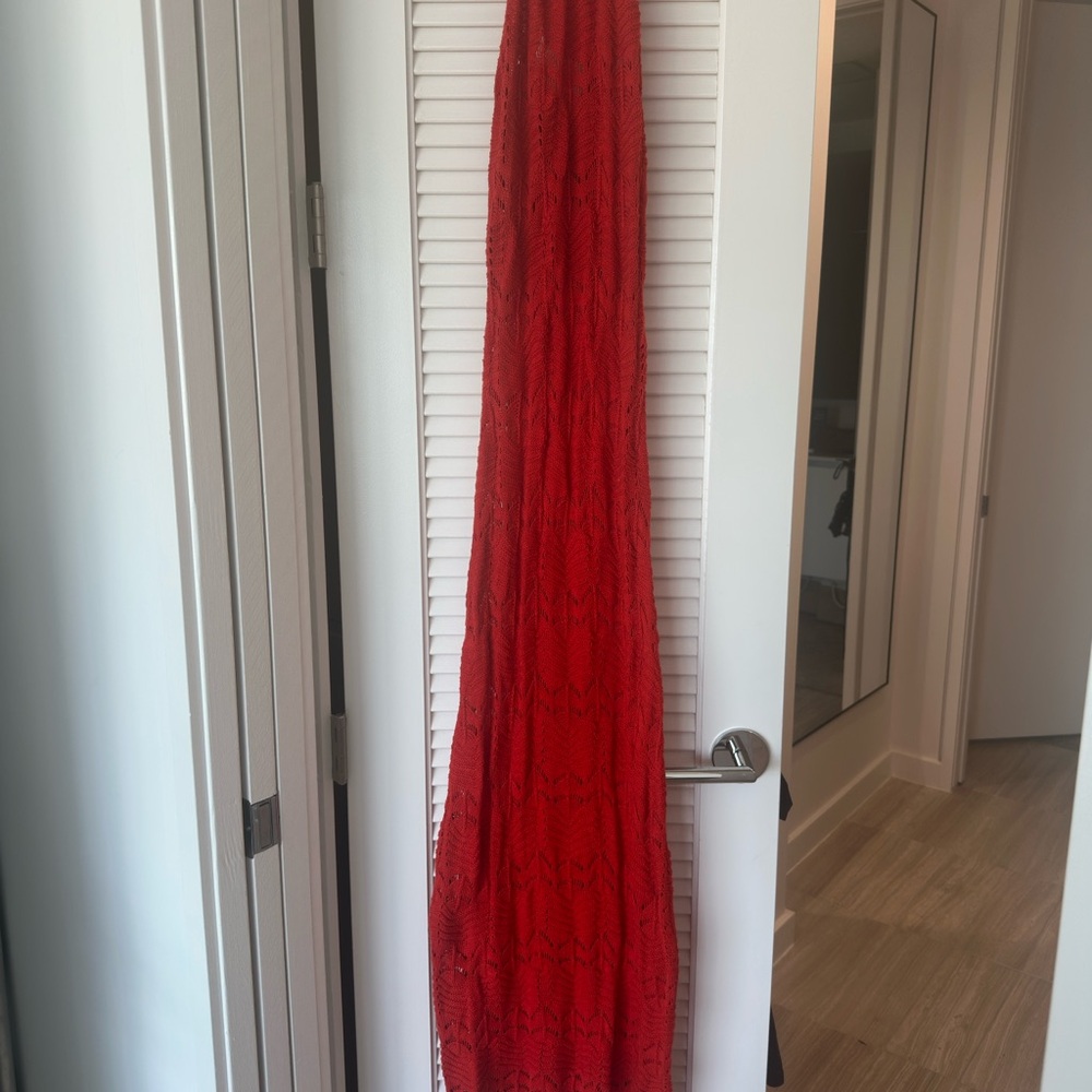 Red Open-Knit Women’s Sweater - S